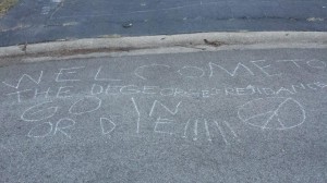 "Welcome to the DeGeorge residence--Go in (peace) or die!!!"